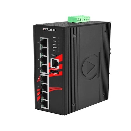 Antaira 8-Port Industrial PoE+ Light Layer 3 Managed Ethernet Switch LMP-0800G-24-T